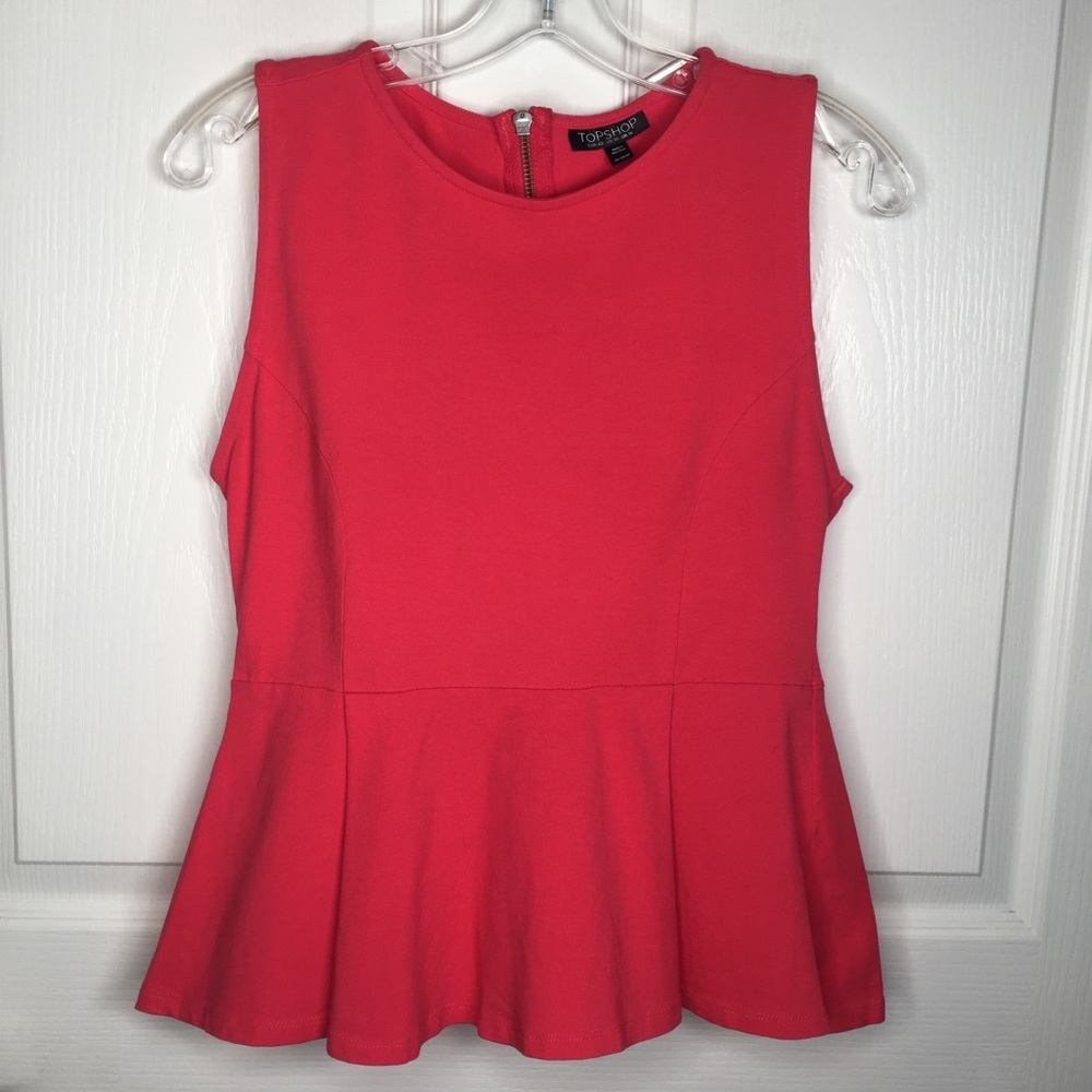 TopShop Red Peplum Tank Top Sz 10